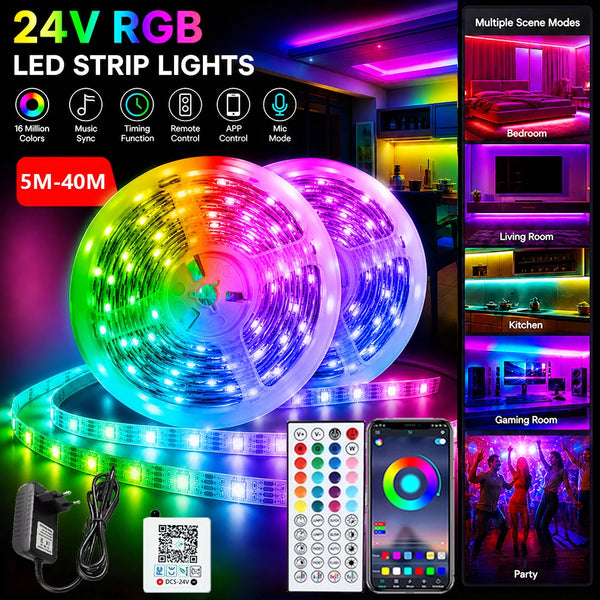 RGB LED Strip Lights – Music Sync, App & Remote Control, Color Changing