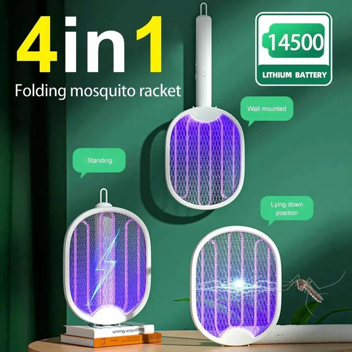 Foldable 3000V Electric Mosquito Racket – UV Bug Zapper, USB Rechargeable - photo 1