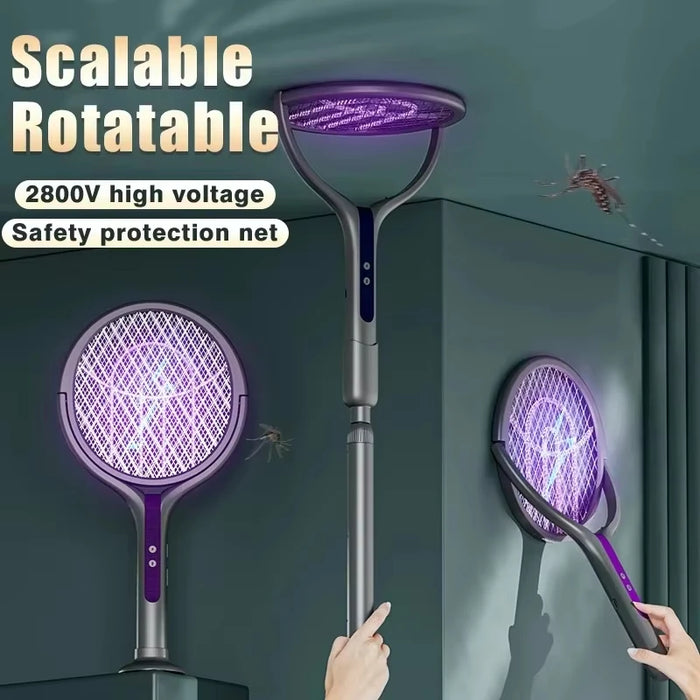 Telescopic Electric Fly Swatter – Rotatable Mesh, USB Rechargeable, Extended Reach - photo 1