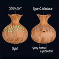 Wood Grain Vase Humidifier – Ultrasonic Essential Oil Diffuser for Home & Office