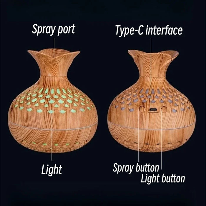 Wood Grain Vase Humidifier – Ultrasonic Essential Oil Diffuser for Home & Office - photo 4