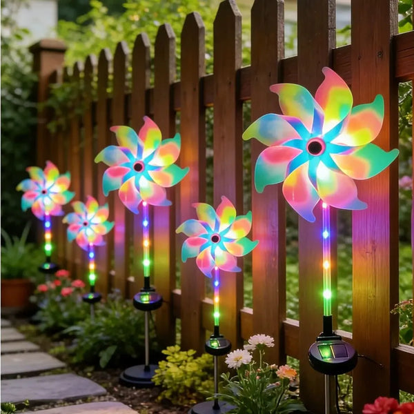 Solar Windmill Garden Stake Light – Colorful Waterproof Outdoor Landscape Decor