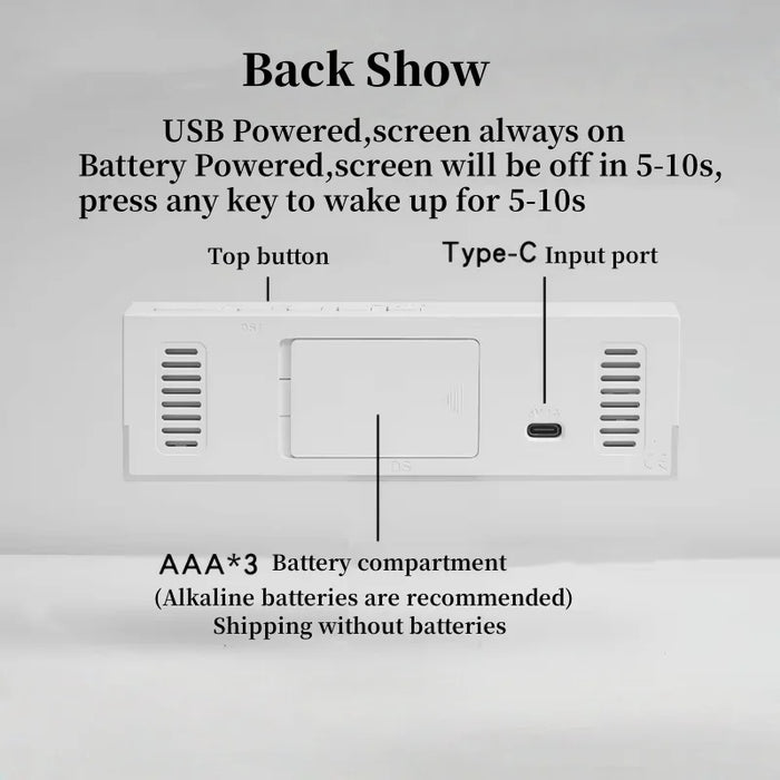 USB LED Alarm Clock with Dual Alarms & Night Light - photo 3