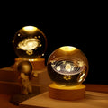 3D Crystal Ball Night Light – Galaxy & Saturn Globe for Desktop Decoration