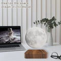 Magnetic Floating & Rotating Moon Lamp – 3D LED Night Light, Wooden Base, 3 Colors