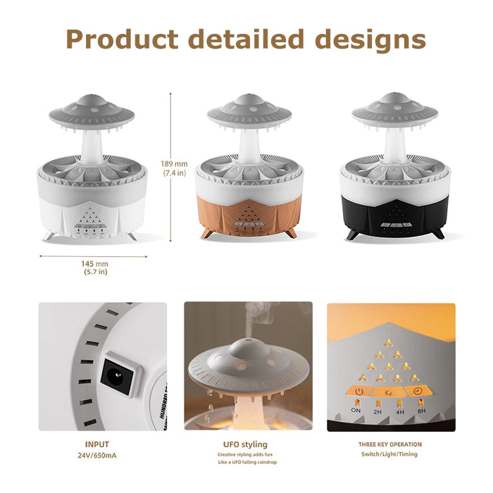 UFO Raindrop Aroma Diffuser Humidifier with Remote & 7 Color Lights - photo 4