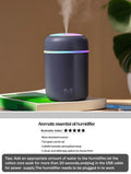 300ml Aroma Diffuser & Humidifier – 7-Color LED Light for Car & Home
