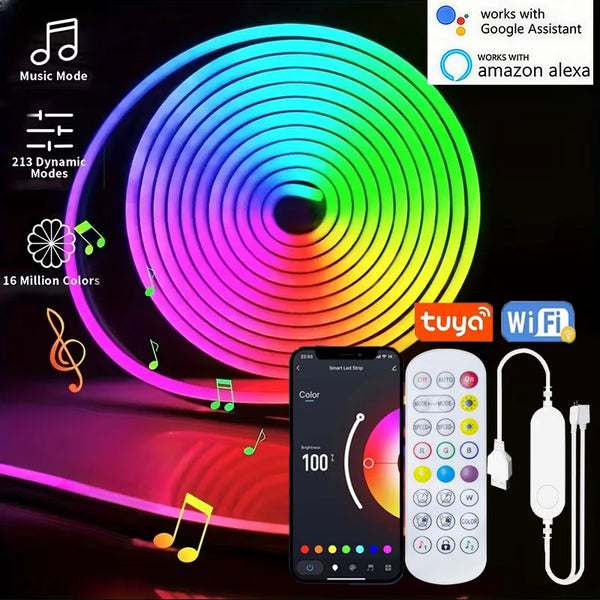 USB RGB Neon Strip Light – App & Remote Control, Music Sync, Waterproof