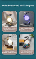Floating Rotating Table Lamp – 15W Wireless Charger & RGB Night Light