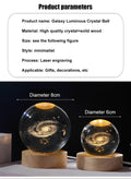 3D Crystal Ball Night Light – Galaxy & Saturn Globe for Desktop Decoration