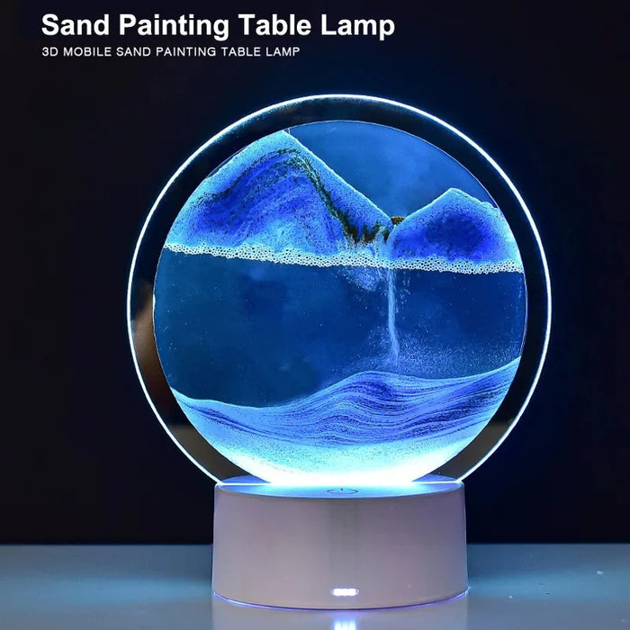 3D Flowing Sand Art Night Light – Hourglass Desk Lamp for Home Decor & Gift - photo 3