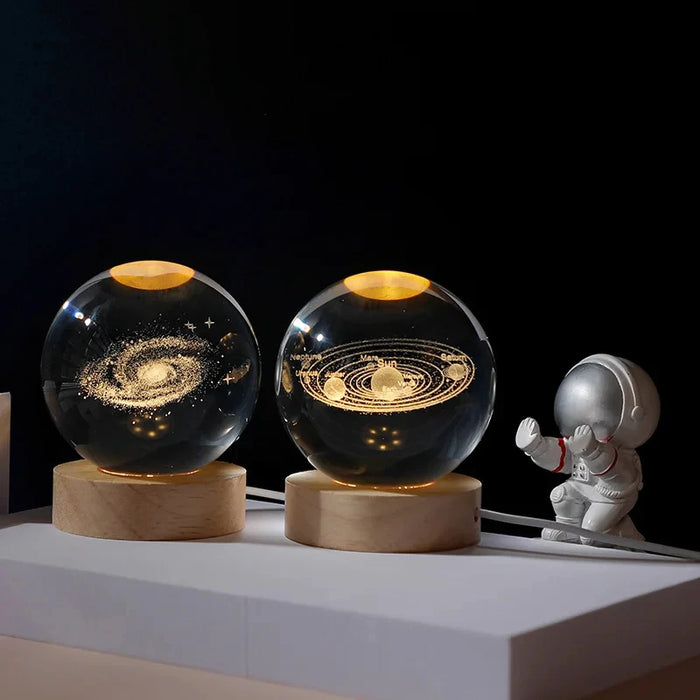 3D Crystal Ball Night Light – Galaxy & Saturn Globe for Desktop Decoration - photo 2