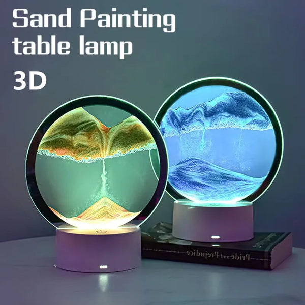 3D Flowing Sand Art Night Light – Hourglass Desk Lamp for Home Decor & Gift - alternate