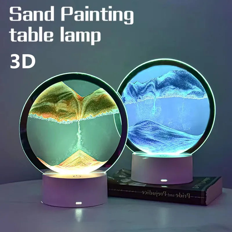 3D Flowing Sand Art Night Light – Hourglass Desk Lamp for Home Decor & Gift - lifestyle