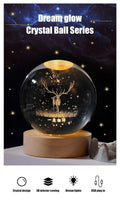 3D Crystal Ball Night Light – Galaxy & Saturn Globe for Desktop Decoration