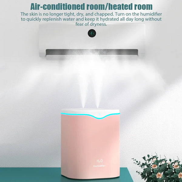 2000ml Large Capacity Humidifier – Dual Nozzle USB Aroma Diffuser for Home & Office - alternate