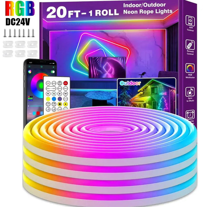 Smart RGB Neon LED Strip – Waterproof, Music Sync & App Control, 16-100ft - photo 1