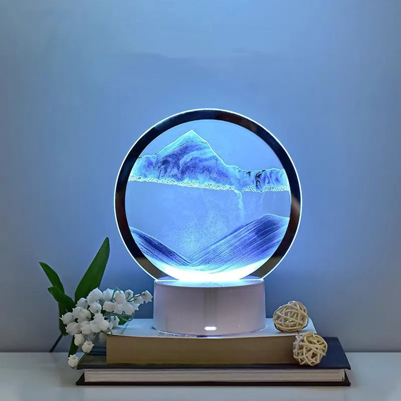 3D Flowing Sand Art Night Light – Hourglass Desk Lamp for Home Decor & Gift