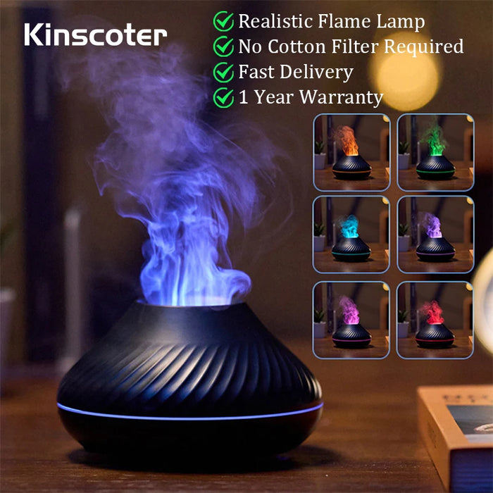 Volcanic Flame Aroma Diffuser – 130ml USB Humidifier with Color LED Night Light - photo 3