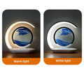 3D Hourglass Sand Art Desk Lamp – USB Wireless Charging Night Light for Office & Room Decor