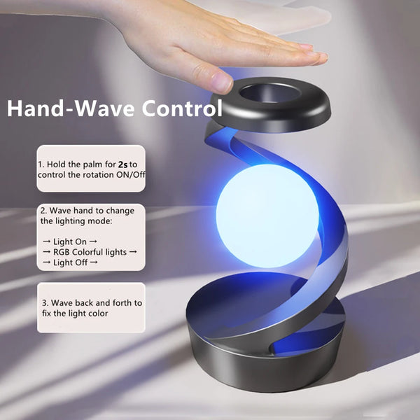 Floating Rotating Table Lamp – 15W Wireless Charger & RGB Night Light - alternate