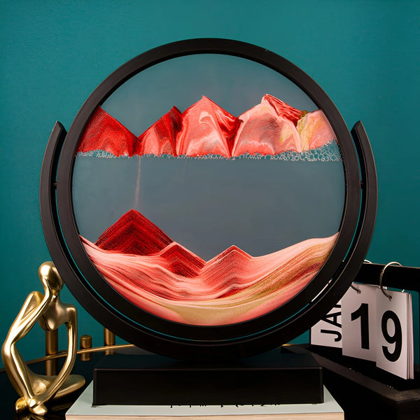 8-Inch 3D Glass Sand Timer – Mountain Landscape Art Decor for Home, Office & Gift