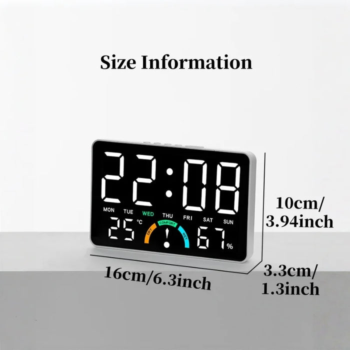 Smart LED Wall Clock with Temp, Humidity & Dual Alarms - photo 3