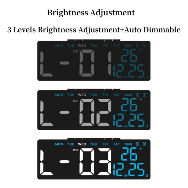 Smart LED Alarm Clock with Date, Timer & Auto Dimmer - alternate