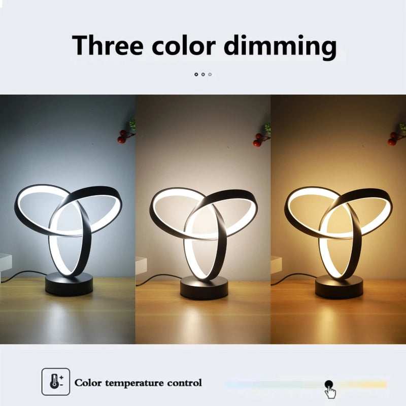 Modern Art Desk Lamp – USB Tri-Color LED for Bedroom & Office - lifestyle