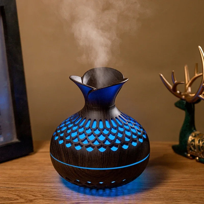 Wood Grain Vase Humidifier – Ultrasonic Essential Oil Diffuser for Home & Office - lifestyle