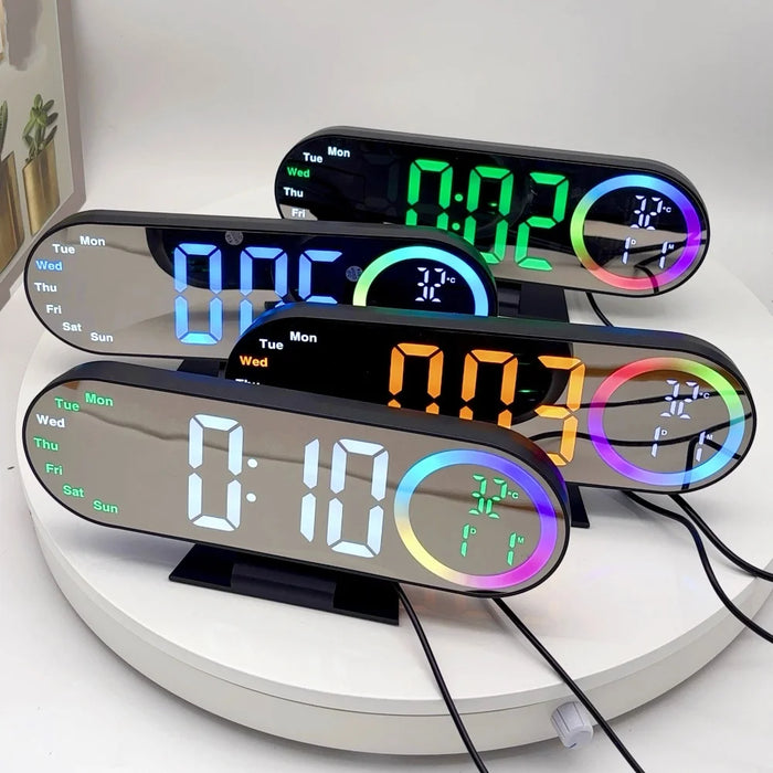 USB Digital LED Alarm Clock with RGB Night Light - photo 2