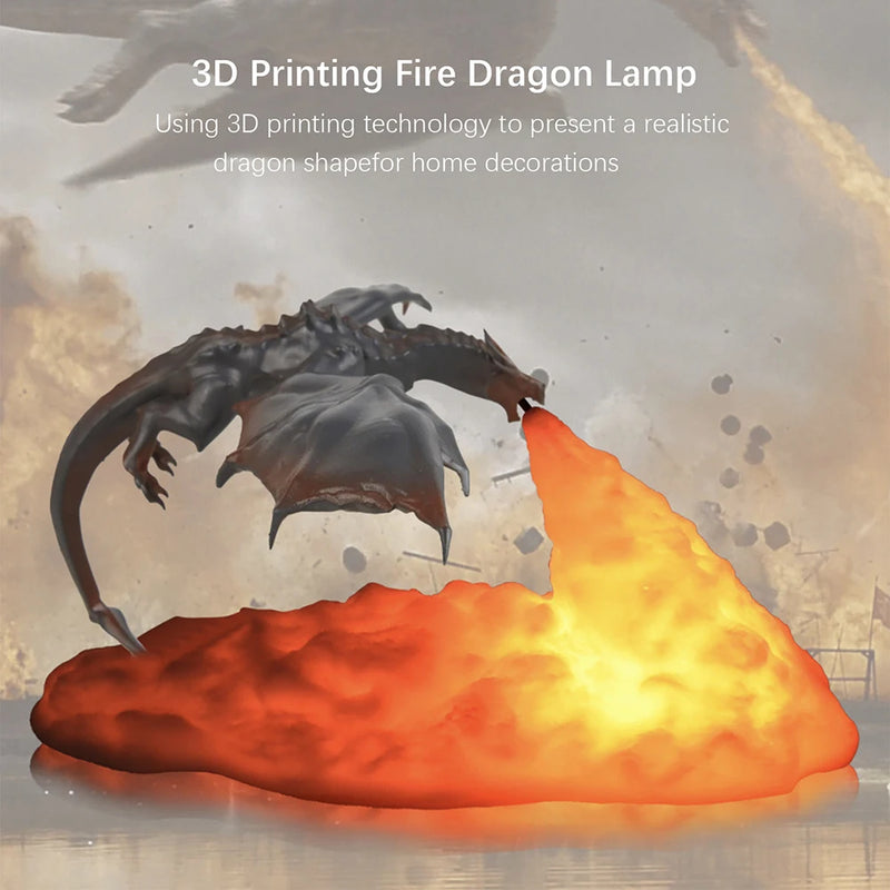 3D Fire Dragon LED Night Light – USB Rechargeable Table Lamp & Gift Decor - lifestyle