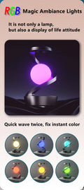 Floating Rotating Table Lamp – 15W Wireless Charger & RGB Night Light