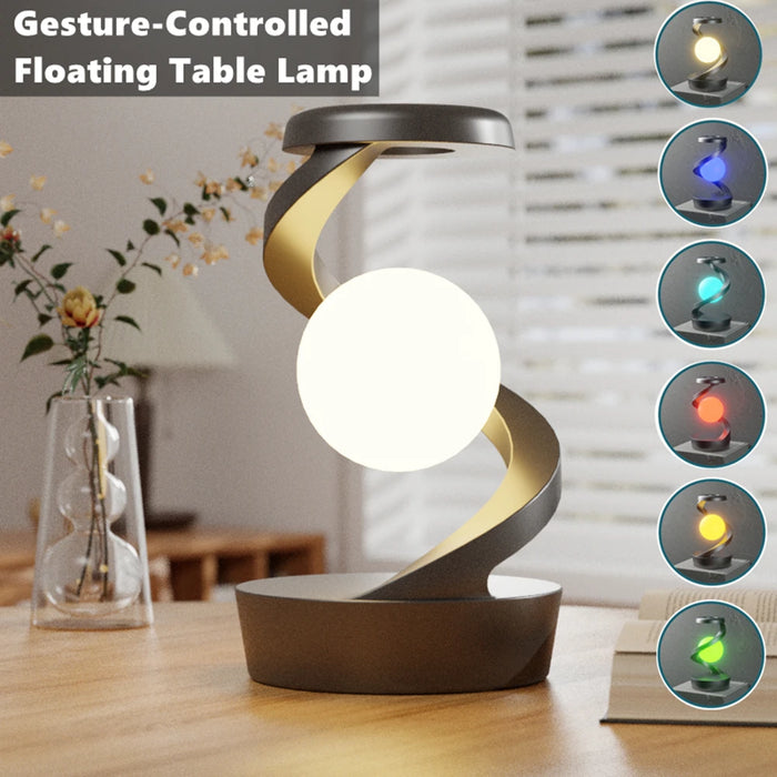 Floating Rotating Table Lamp – 15W Wireless Charger & RGB Night Light - photo 1