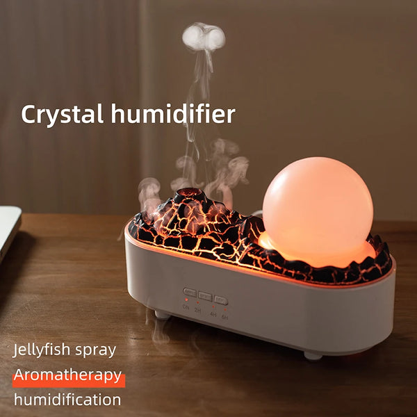 Crystal Volcano Aroma Diffuser with Jellyfish Mood Light - alternate