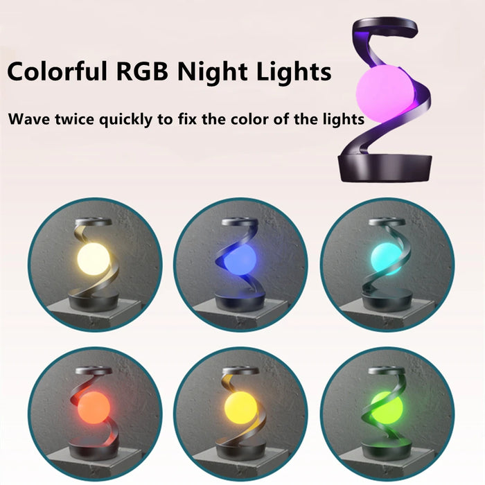 Floating Rotating Table Lamp – 15W Wireless Charger & RGB Night Light - photo 3