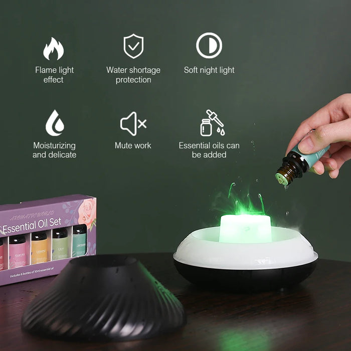 Volcanic Flame Aroma Diffuser – 130ml USB Humidifier with Color LED Night Light - photo 4