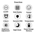 USB Digital LED Alarm Clock with RGB Night Light