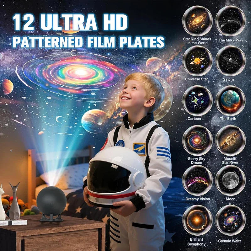 Galaxy Star Projector – 12 Space Films, Nebula Ceiling Night Light for Bedroom - lifestyle