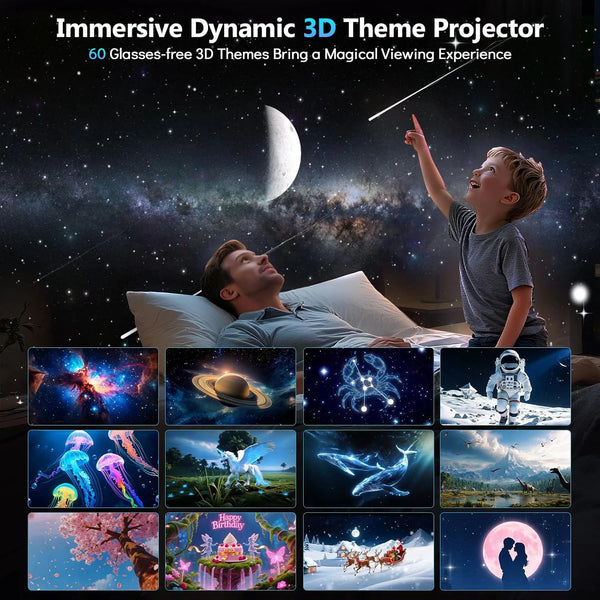 Aurora 3D Galaxy Projector – HD Adjustable Focus Lens for Bedroom & Party - alternate