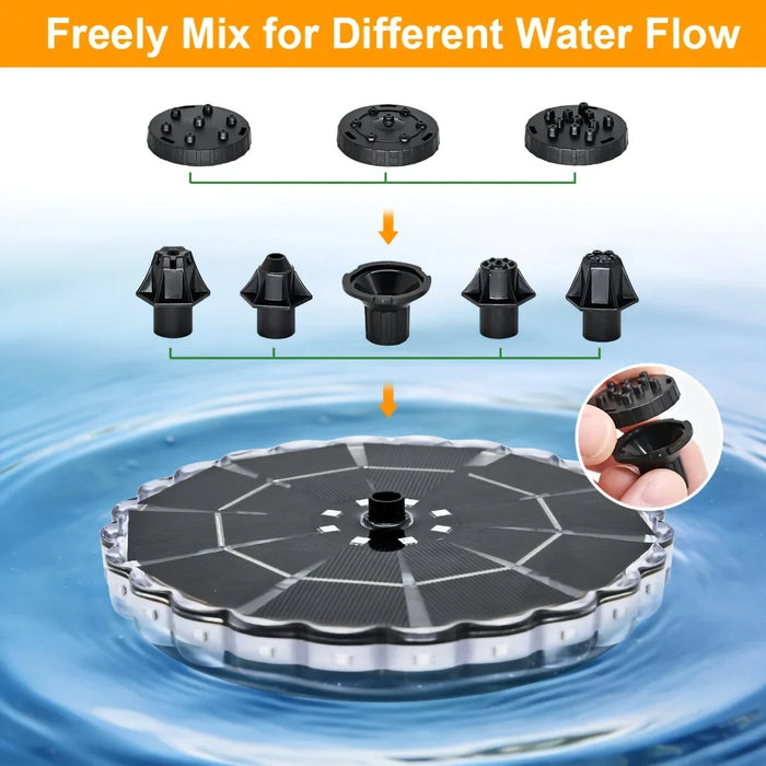3.5W Solar Fountain Pump Kit – 7 Nozzles, 7-Color LED Light for Bird Bath & Garden - photo 4
