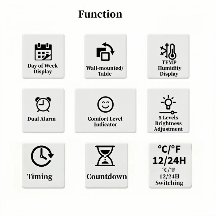 Smart LED Wall Clock with Temp, Humidity & Dual Alarms - photo 2