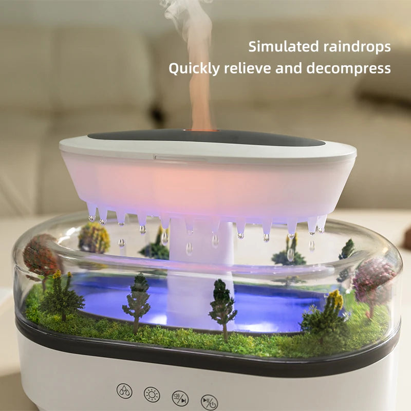 Rain Cloud Diffuser – Humidifier & Essential Oil Mist with 7-Color Night Light - lifestyle