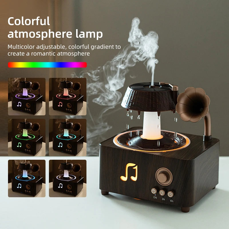 Raindrop Humidifier & Aroma Diffuser – 250ml Rotating Music Box with LED Light - lifestyle