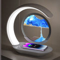 3D Hourglass Sand Art Desk Lamp – USB Wireless Charging Night Light for Office & Room Decor