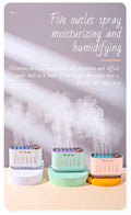 700ml Ultrasonic Cool Mist Humidifier – 5 Nozzles, 7 LED Colors, USB Powered