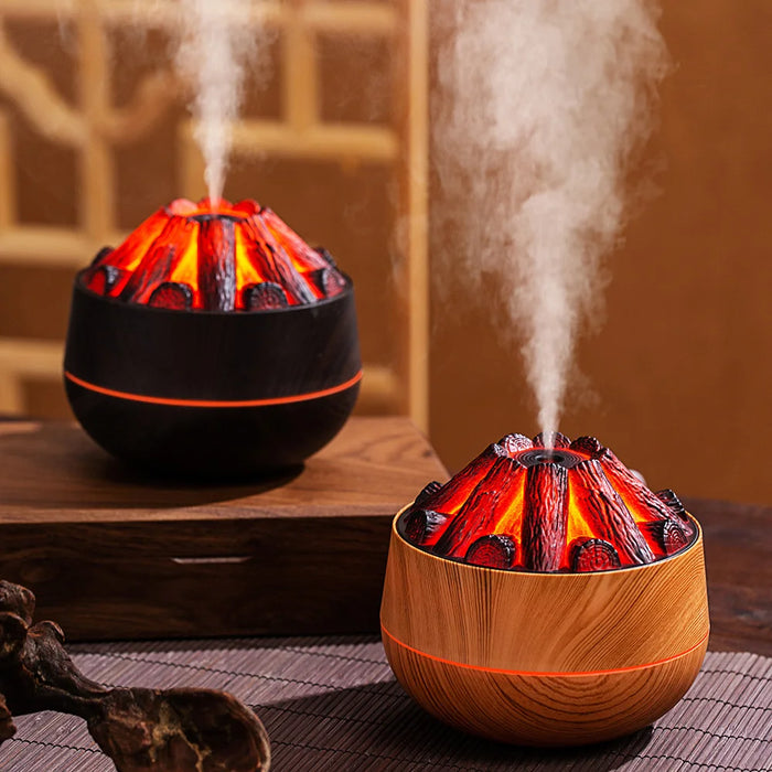 Charcoal Fire Aroma Diffuser – 300ML Mini Humidifier with Night Light - photo 2