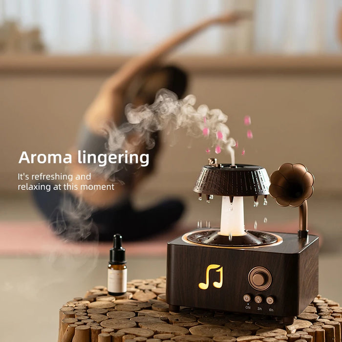 Raindrop Humidifier & Aroma Diffuser – 250ml Rotating Music Box with LED Light - photo 3