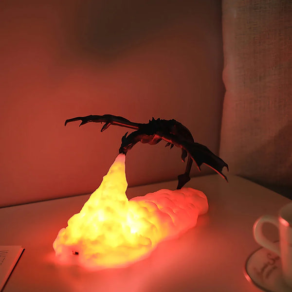 3D Fire Dragon LED Night Light – USB Rechargeable Table Lamp & Gift Decor