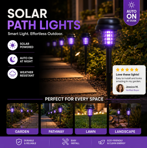 2-in-1 Solar Bug Zapper & Pathway Light – Waterproof Mosquito Killer for Garden & Patio - alternate